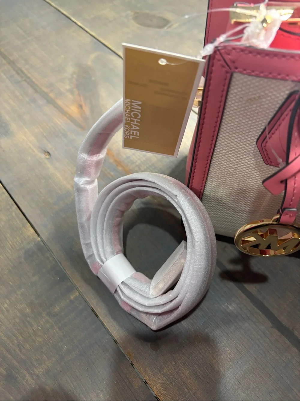 Michael Kors Pink & Cream Mini Satchel